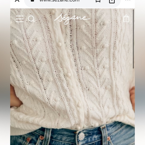 Women's White Cable Knit Sweater - Picture 4 of 13